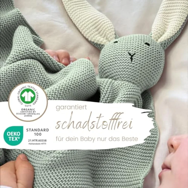 Babydecke DIKOS® Babydecke SCHMUSE-HASE Baby Geschenk Mädchen Junge Geschenkset, DIKOS, Geschenk zur Geburt, PREMIUM Qualität, 100 % BIO Baumwolle, nachhaltig – Bild 4