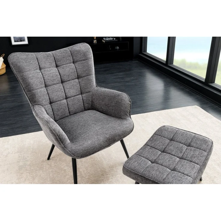 riess-ambiente Ohrensessel SCANDINAVIA grau/schwarz - Strukturstoff, Metall, Armlehnen, Polster (Einzelartikel, 1-St), zeitlos & im skandinavischen Design - ideal f. elegante, moderne Lofts – Bild 3