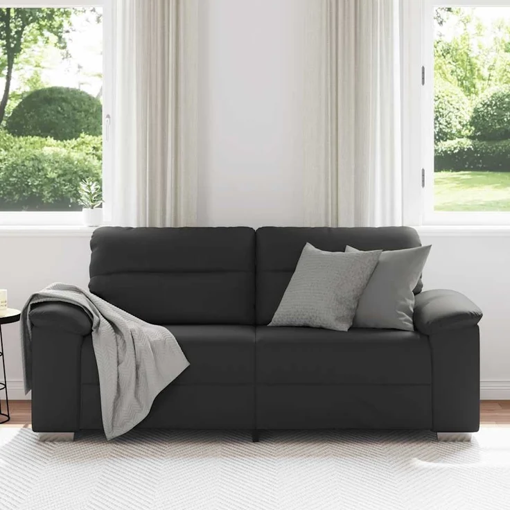 vidaXL 2-Sitzer-Sofa Schwarz 180x81x84 cm Kunstleder 4105343 – Bild 2