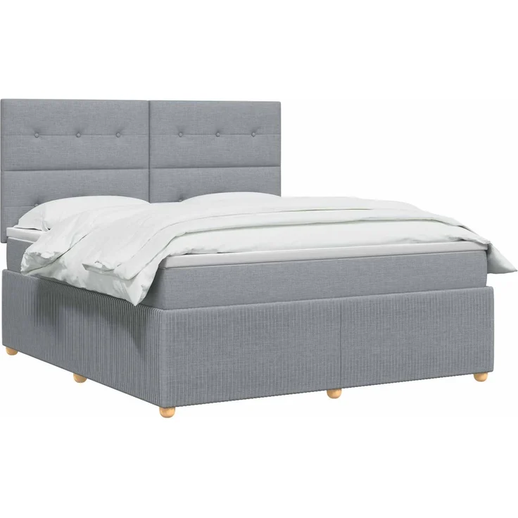 vidaXL Boxspringbett mit Matratze Hellgrau 140 x 200 cm Stoff 3454410 – Bild 3