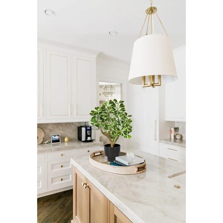 Kunstpflanze Ficus 43CM Schwarzem Topf Deko Fensterbank Bad Wohnzimmer – Bild 4