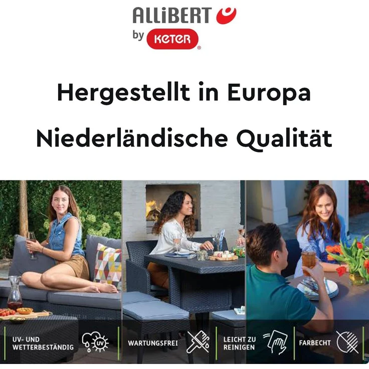 Allibert Salta Hocker mit Sand Kissen | Stilvoller Gartenhocker in Rattanoptik – Bild 5
