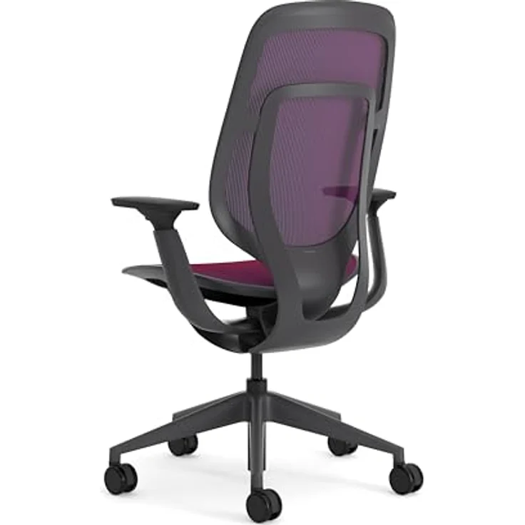 Karman Steelcase Ergonomischer Bürostuhl, höhenverstellbarer Stuhl mit Rot-Blau Bezug – Bild 4