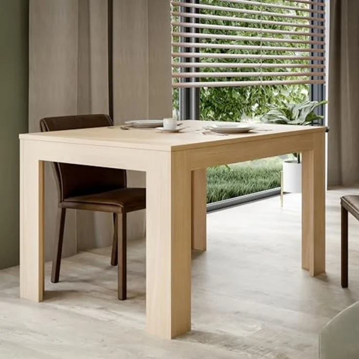 Forte CALASETTA Esstisch 120, moderner Esstisch, ausziehbar auf 175 cm, Holzwerkstoff, Elegancia Eiche Holzdekor, 120 (175 cm) breit x 78,2 cm hoch x 85,2 cm tief – Bild 1