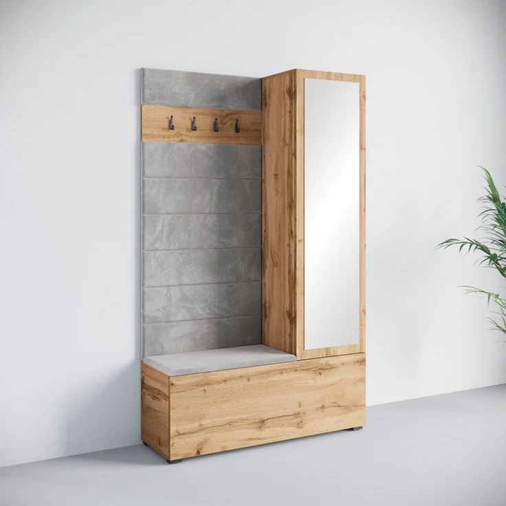 Home affaire Garderoben-Set TEJO II, (Komplett-Set, 1-St), Mit Spiegel, gepolsterte Sitzbank, Türanschlag links/rechts wechselbar – Bild 5