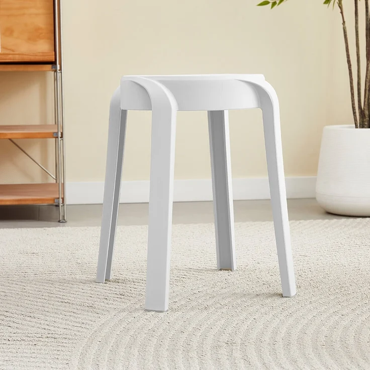 HOME DELUXE Hocker stapelbar NIVO – Weiß, 10er Set