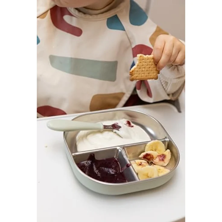 BÉABA, 3 Lernbesteck Edelstahl Für Kinder, Zweites Lebensjahr Ab 12 Monaten, Leicht Zu Greifen, Grau Grün – Bild 6