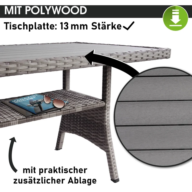 BRAST Gartenmöbel Set Family Grau/Anthrazit bis zu 11 Personen inkl. extra Dicke Kissen Outdoor Loungemöbel Sitzgruppe Essgruppe Garnitur – Bild 5