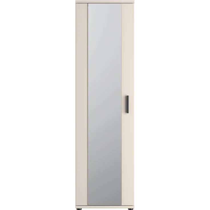 Forte NET106 Schuhschrank 50, moderner Flurschrank, 1-türig, 6 Einlegeböden, Flur, Diele, Abstellraum, Holzwerkstoff, Kaschmir|Beige, 50,2 cm breit x 179,1 cm hoch x 34,8 cm tief