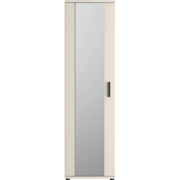 Forte NET106 Schuhschrank 50, moderner Flurschrank, 1-türig, 6 Einlegeböden, Flur, Diele, Abstellraum, Holzwerkstoff, Kaschmir|Beige, 50,2 cm breit x 179,1 cm hoch x 34,8 cm tief