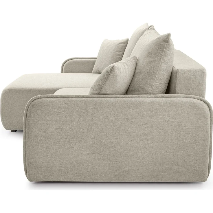 Selsey 'Netarro' Ecksofa mit Schlaffunktion, Bettkasten und Chenille-Bezug, beige, links – Bild 7