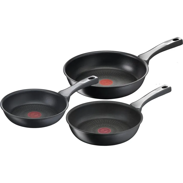 Tefal G25991 Unlimited On Pfannenset 3-teilig | mit kratzfester Titanium Antihaft-Beschichtung | Thermo-Signal | PFOA-frei | geeignet für Herdarten | Induktionsherde | 20 cm, 24 cm, 28 cm