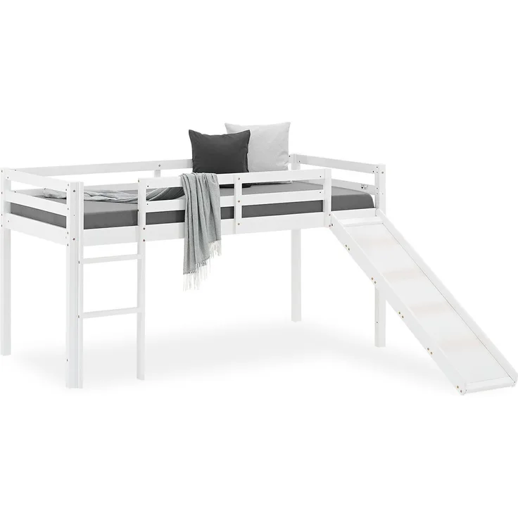 Halbhochbett Spielbett Kinderbett Leiter Rutsche Kiefer 90x200 cm massiv Jugendbett