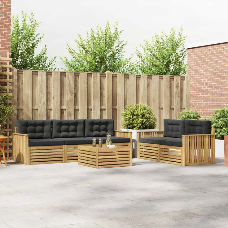 vidaXL Outdoor-Sofagarnitur 6 stk. 5-Sitzer Weiß und Anthrazit 3390042