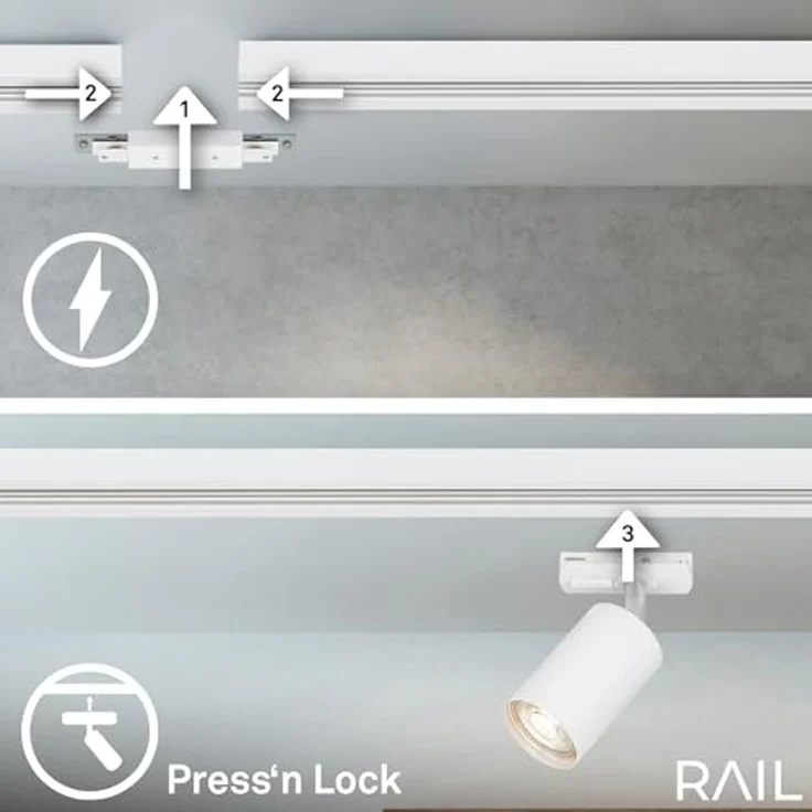 Briloner Leuchten LED Pendelleuchte 8014066B, LED wechselbar, 2700K - Extra-Warmweiß, Schienensystem Rail 2,25 m Weiß max. 9W Decke Wohnzimmer Büro Küche – Bild 6