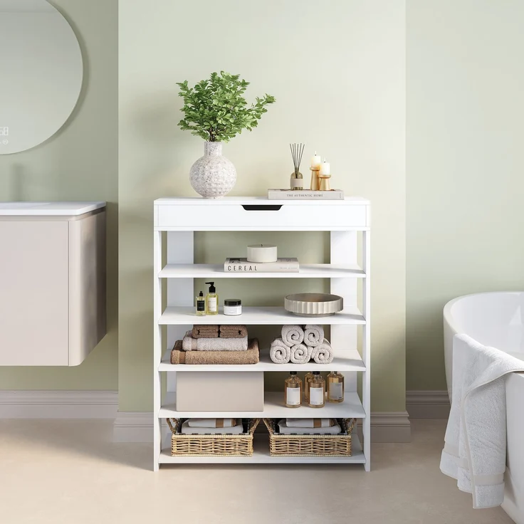 Standregal Boppeelo 94x75x30 cm Weiß [en. casa] – Bild 2