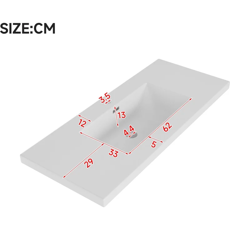 Waschtisch 120x50x86,5 cm – Standwaschtisch mit 4 Schubladen & Harzbecken, Schwarz – Bild 2