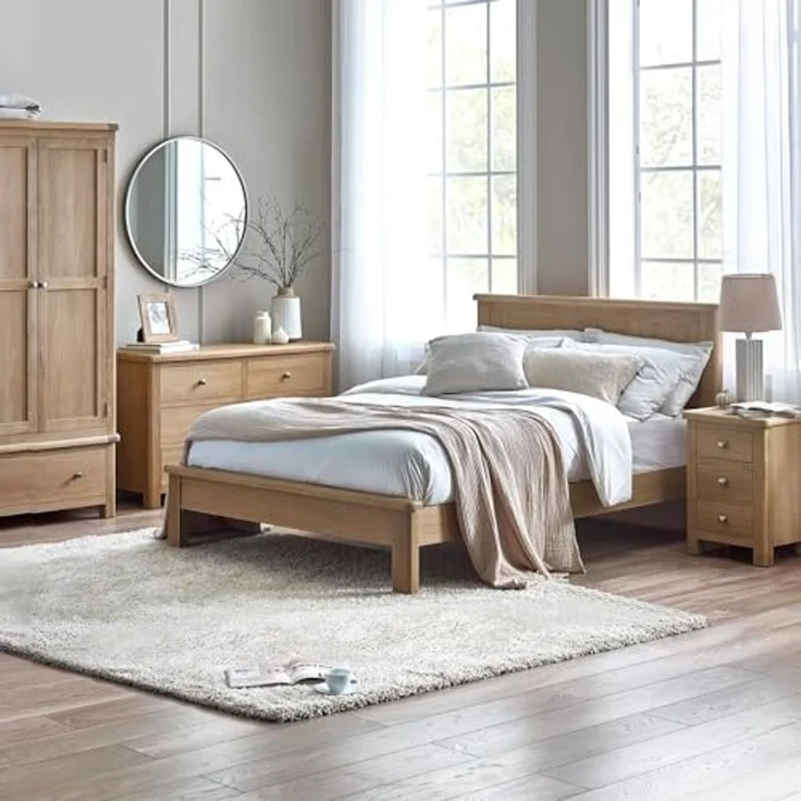 Julian Bowen Nachttisch „Memphis“, gekalkte Eiche, 3 Schubladen – Bild 5