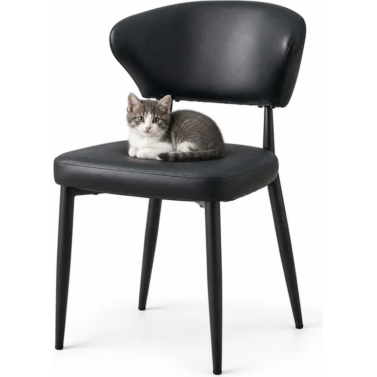 Esstisch-Set mit 2 PU-Stühlen, Glasintarsie, Ø 100x76 cm, Braun/Schwarz – Bild 6
