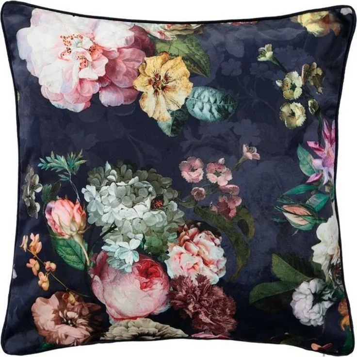 ESSENZA 'Fleur' Dekokissen, Polyester Nightblue, 50x50 cm