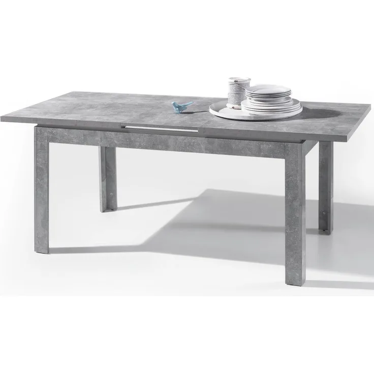 Esstisch >Stone< in beton weiß abgesetzt, Holzwerkstoff - 140x76x80cm (BxHxT)