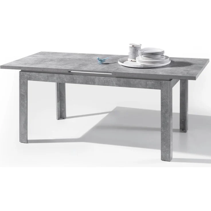 Esstisch >Stone< in beton weiß abgesetzt, Holzwerkstoff - 140x76x80cm (BxHxT) – Bild 1