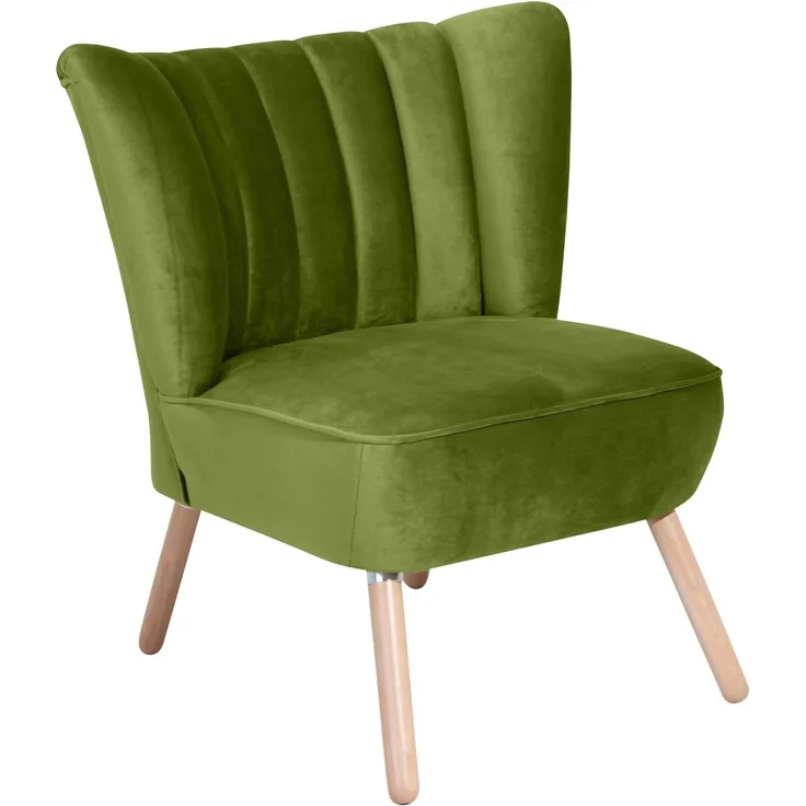 Sessel Kadisha Bezug Samtvelours Buche natur / oliv 21100