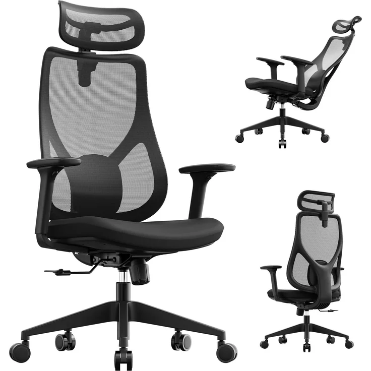 SENSE7 Gaming Stuhl Bürostuhl Ergonomisch Schreibtischstuhl Office Chair Chefsessel Drehstuhl Schreibtischsessel Verstellbar für Home Office Gamer bis 150kg Computerstuhl Bürosessel - MOYO Schwarz