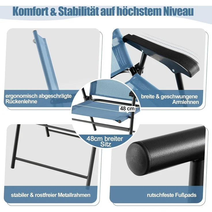KOMFOTTEU Balkonset, Gartenstuhl klappbar, bis zu 150kg – Bild 3
