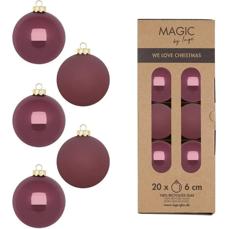 MAGIC by Inge Weihnachtsbaumkugel, Weihnachtskugeln Glas 6cm 20 Stück - Dusty Rose