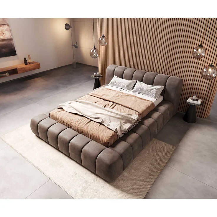 Polsterbettgestell Cutio 140x200 cm Mikrofaser Taupe Vintage – Bild 4