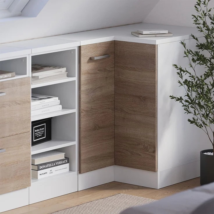 Eck-Küchenschrank für Dachschrägen R-Line Sonoma 75.6 cm mit 1 Tür, Schrankkorpus 60 cm Tiefe Vicco – Bild 4
