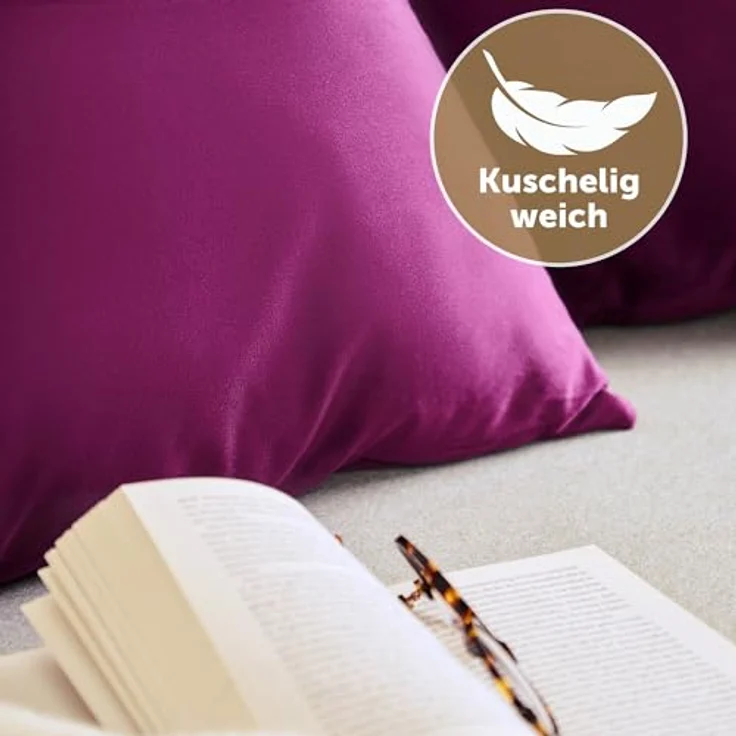 Blumtal Kissenbezug 2er Set - dekorativer Samt Kissenbezug mit verstecktem Reißverschluss, Kissenhülle für Zierkissen, waschbar – Bild 4