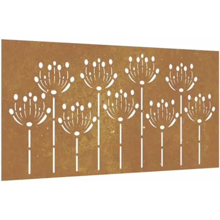 vidaXL Garten-Wanddeko, 105x55 cm Cortenstahl mit Blumen-Design, wetterfest und korrosionsbeständig