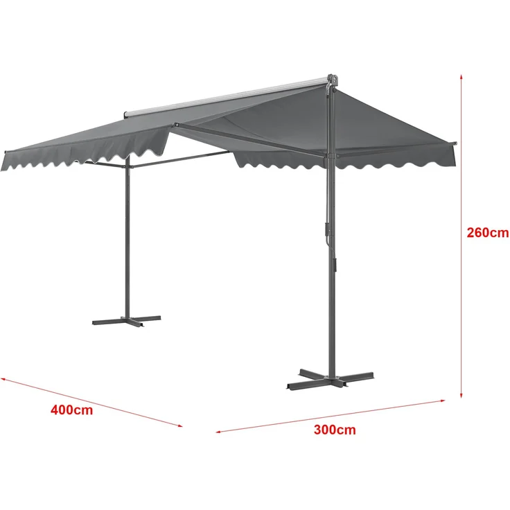 Standmarkise Selenizza freistehend 400x300x260cm Dunkelgrau [pro. tec] – Bild 3