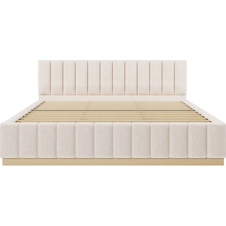 Polsterbett, Doppelbett, 180 x 200 cm, Bett mit Lattenrost, Kopfteil,Gepolstertes Kopfteil, Ohne Matratze, Beige Chenille – Bild 10