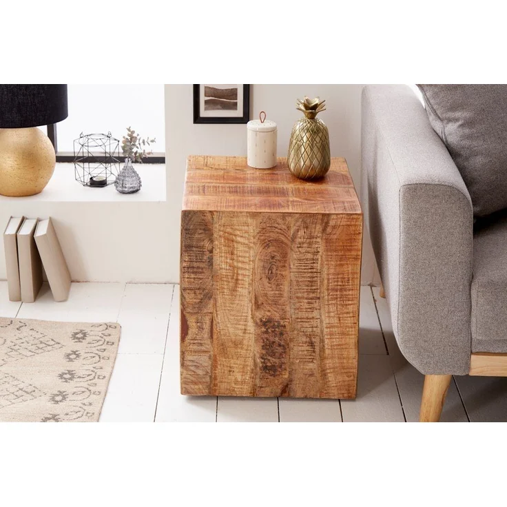 riess-ambiente Beistelltisch FACTORY 40cm natur, Nachttisch · Massivholz · Hocker · mit Rollen · Industrial · Mangoholz – Bild 2