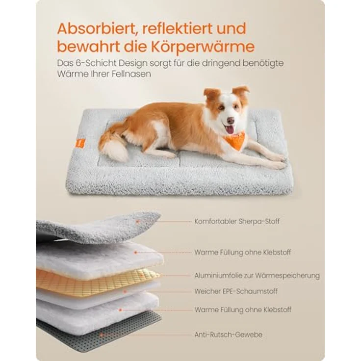 Feandrea Hundedecke, Haustier Decke, für Hunde, Katzen, 105x70 cm, XL, maschinenwaschbar, trocknergeeignet, rutschfest, hellgrau PPB020G01 – Bild 6