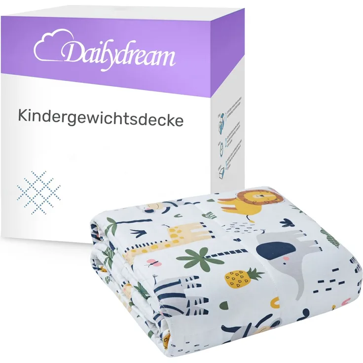 Dailydream Bezug für Kindergewichtsdecke | 90 x 120 cm | Motiv Safari | 100% Baumwolle | Ersatzbezug / Wechselbezug | waschbar | hautfreundlich & atmungsaktiv | Cover für Weighted Blanket