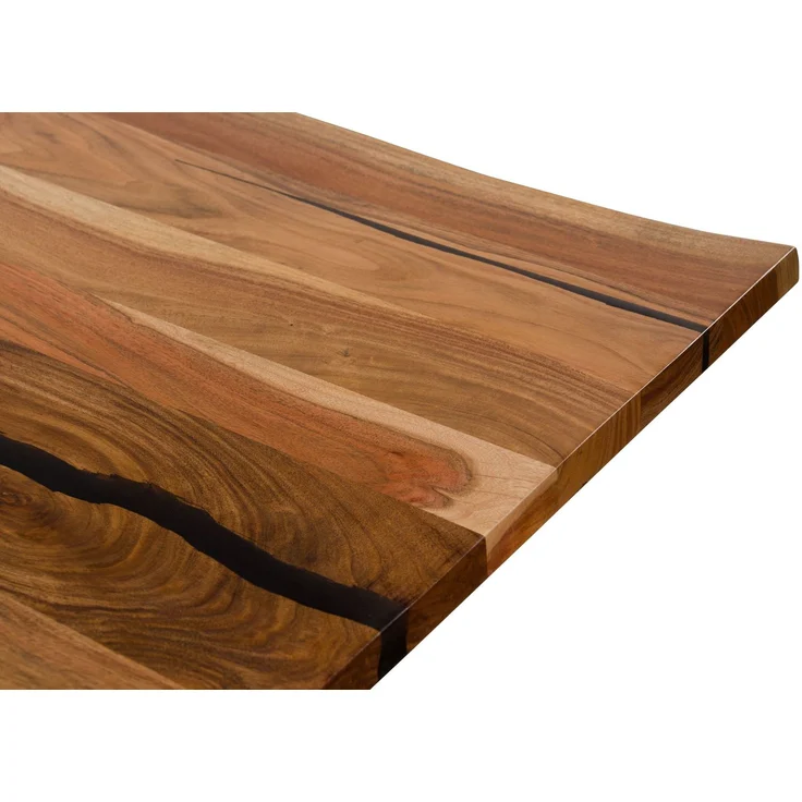 Baumtisch Akazie 240x100x74 natur lackiert / Epoxid schwarz, Kreuzgestell silber matt EPOXY – Bild 6