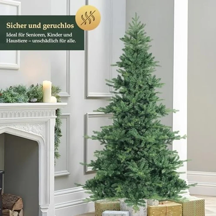 SALCAR Künstlicher Weihnachtsbaum 210 cm, Tanne, PVC and PE, Klapp-Schirmsystem, 130 cm Durchmesser – Bild 2