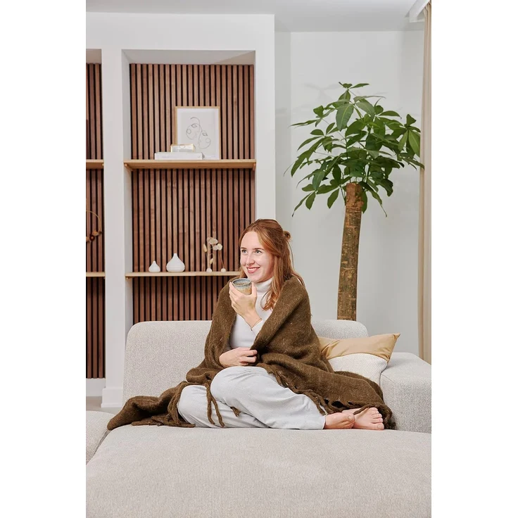 Plaid Uni Chocolate, Meyco Home, 130x170cm – Bild 5