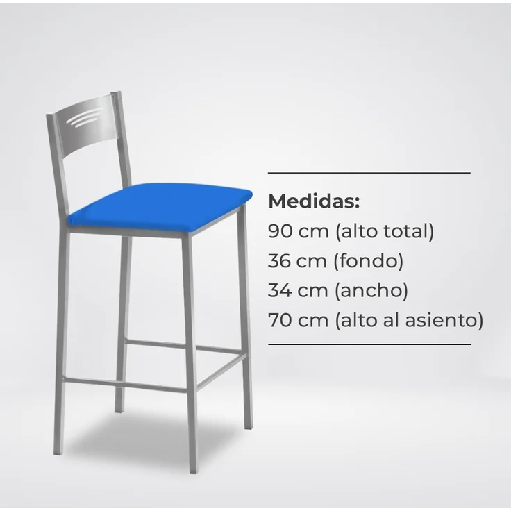 ASTIMESA - Hohe Küchenhocker mit Rückenlehne - Gestell aus Aluminium und Sitzfläche aus Kunstleder - Farbe des Sitzes: Blau, Lieferumfang: 1 Stück, Maße: 90 cm (Gesamthöhe) – Bild 7
