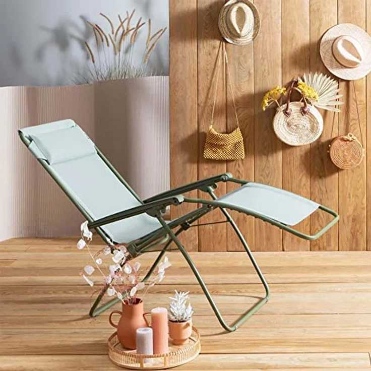 Lafuma Gartenliege R CLIP, Moosgrün, Stahlgestell, Batyline Iso, Kopfstütze, Verstellbar – Bild 11