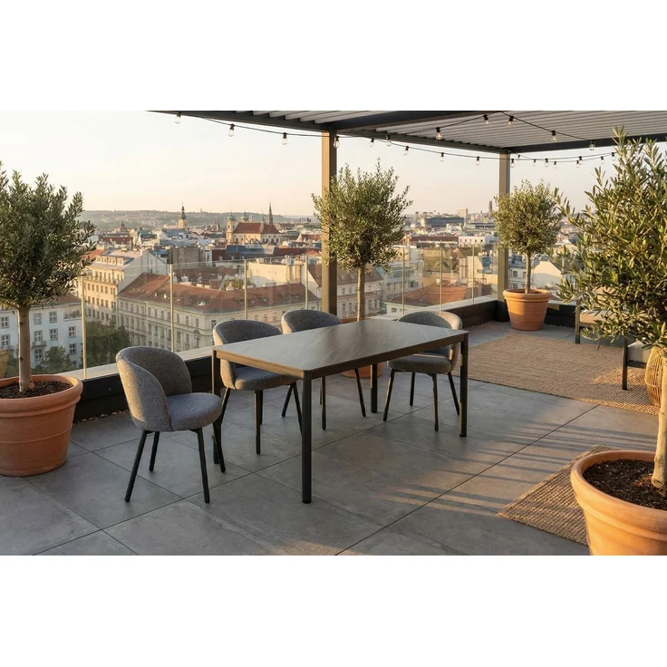 KAWOLA Gartentisch LONGA Outdoor Keramik dunkelgrau Gestell Stahl lackiert 180x90 cm – Bild 5