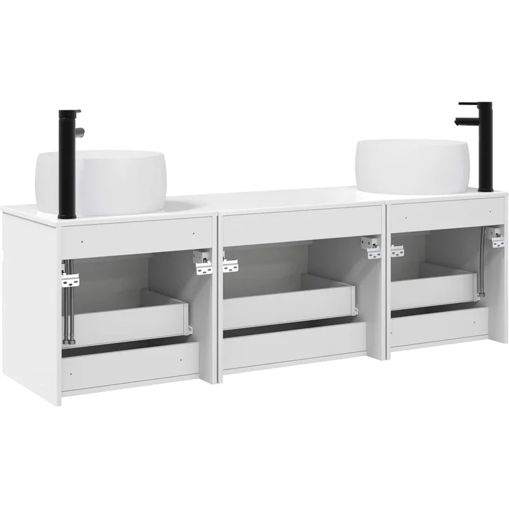 vidaXL Badezimmerschrank-Set 3 stk. Hochglanz Weiß 157 x 44,5 x 80 cm 3405771 – Bild 7