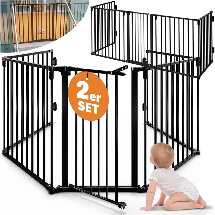 CASARIA® 2x Kaminschutzgitter mit Sicherheitstür