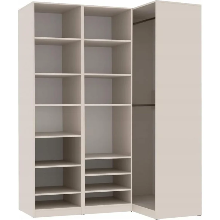Marmex Möbel TRES SET G Garderobenschrank-Set, Einbaukleiderschrank ohne Türen, Kleiderschrank mit Ablagen, Kleiderstangen, laminierte Spanplatte, graubeige cashmere, 200x206x51 cm – Bild 6