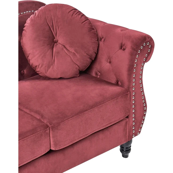 Sofa 3-Sitzer SKIEN Samtstoff Dunkelrot – Bild 7