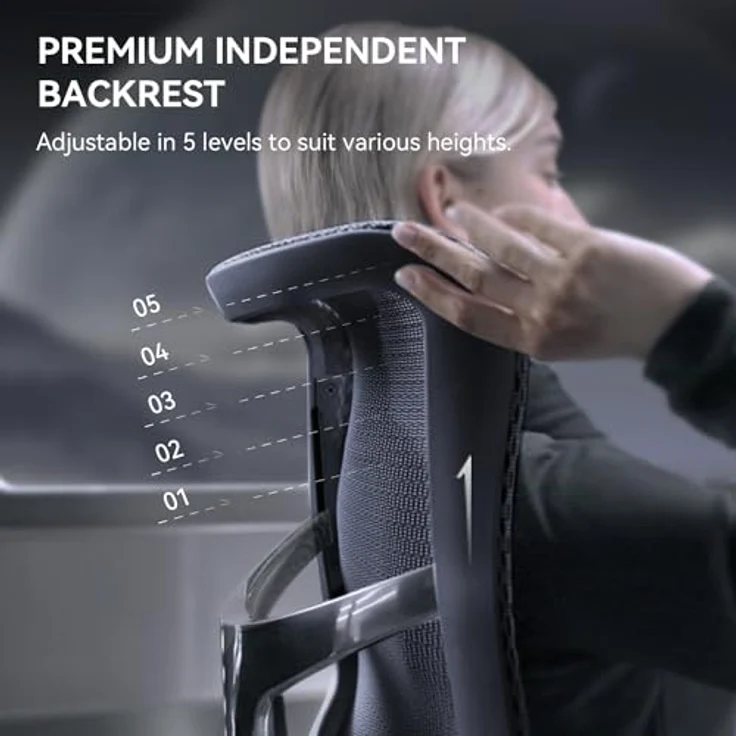 SIHOO Doro S300 Ergonomischer Bürostuhl, Computerstuhl, Gaming-Stuhl mit dualem dynamischem Lendenwirbelstützsystem, 6D-koordinierten Armlehnen, verstellbarem Rollstuhl (Schwarzem Samt-Mesh) – Bild 3
